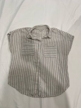 Lucky Brand Gray & White Striped Button Shirt